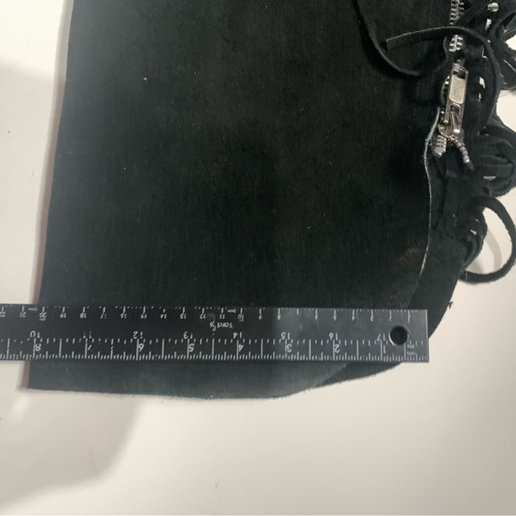 Equi-Grip HORSE Split Suede Leather Fringed PMS Show Chaps BLACK Size Adult L - Picture 8 of 15